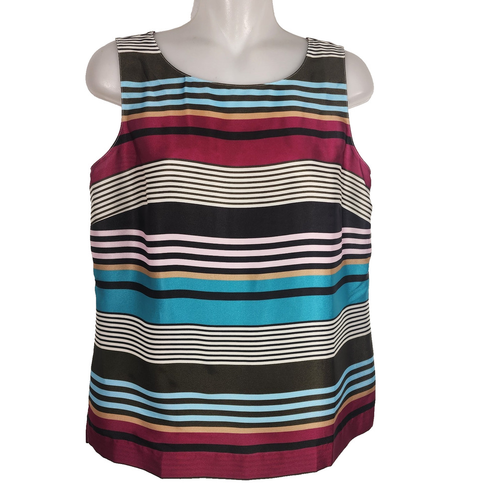 Talbots Petite Womens Striped Soft Shell Top Size PS Tank Colorful Crew Neck New